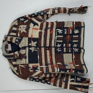 Keren Hart Vintage America Jacket Loose Fringe Ends USA Flag Stars Stripes S